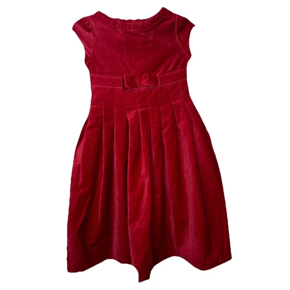Gymboree Velvet Party Dress Bow Cap Sleeve Lined Girl's Sz 9 Holiday Cotton